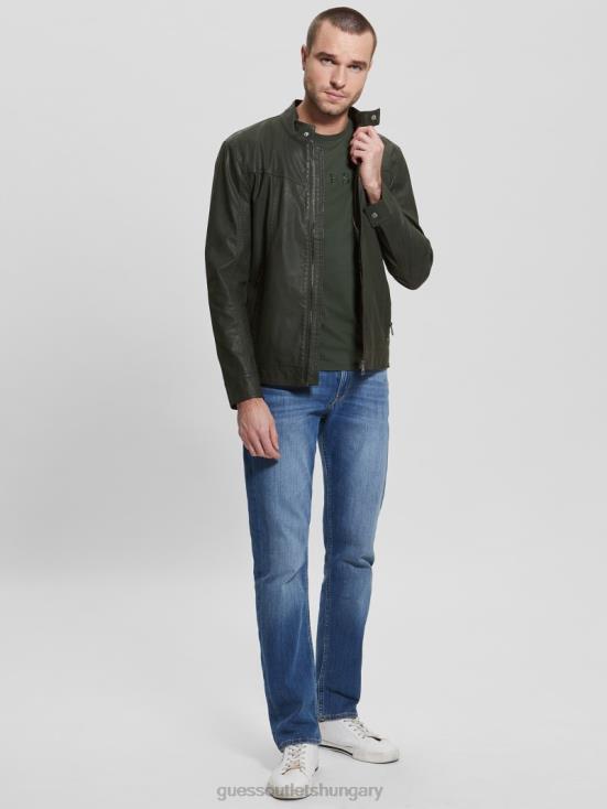 GUESS Jungle Greens 8ZX4F4158 Vintage Faux-Leather Moto Jacket