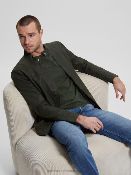 GUESS Jungle Greens 8ZX4F4158 Vintage Faux-Leather Moto Jacket