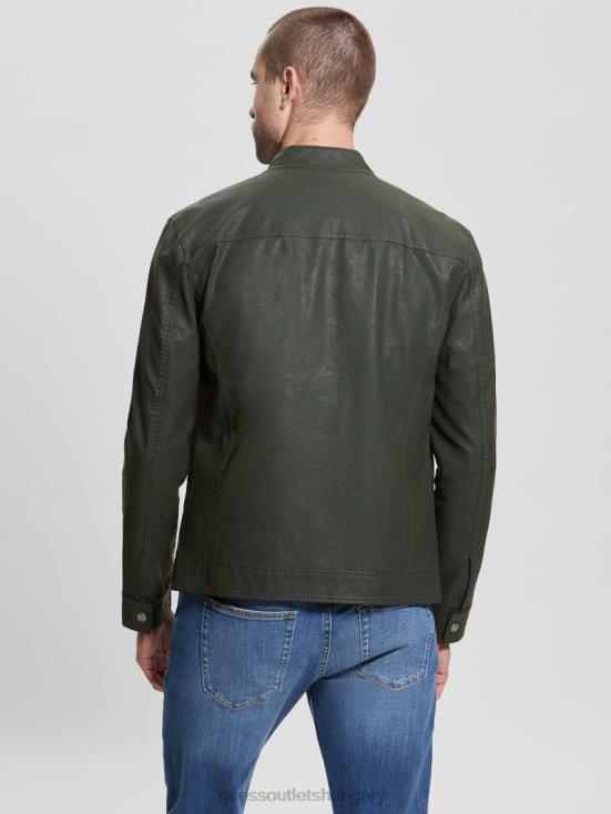 GUESS Jungle Greens 8ZX4F4158 Vintage Faux-Leather Moto Jacket