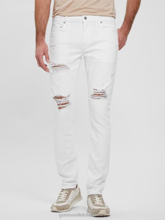 GUESS Optic White Destroy 8ZX4F4029 Eco Destroyed Skinny Jeans