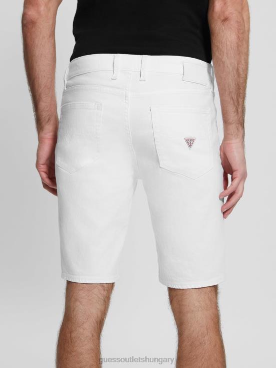 GUESS Optic White Destroy 8ZX4F3998 Slim Destroyed Denim Shorts