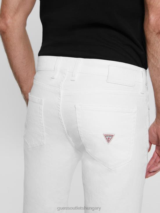 GUESS Optic White Destroy 8ZX4F3998 Slim Destroyed Denim Shorts