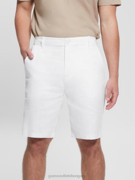 GUESS Pure White 8ZX4F4016 Eco Resort Linen Shorts