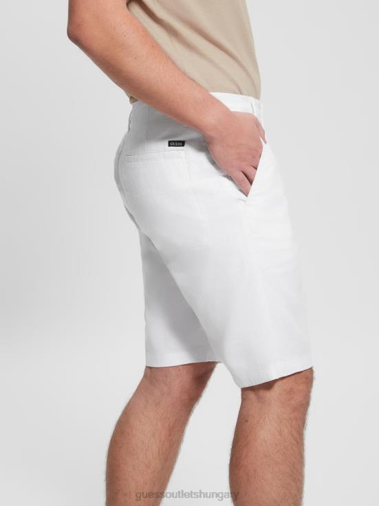 GUESS Pure White 8ZX4F4016 Eco Resort Linen Shorts