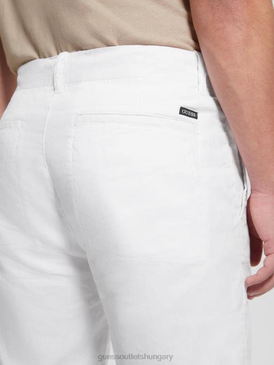GUESS Pure White 8ZX4F4016 Eco Resort Linen Shorts
