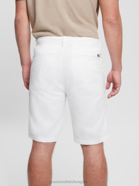 GUESS Pure White 8ZX4F4016 Eco Resort Linen Shorts