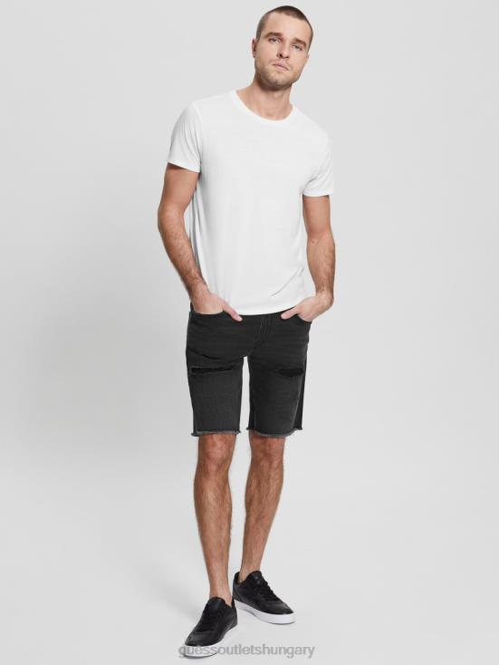GUESS Sable Black 8ZX4F3996 Rip-and-Repair Regular Fit Denim Shorts