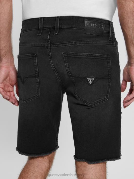 GUESS Sable Black 8ZX4F3996 Rip-and-Repair Regular Fit Denim Shorts