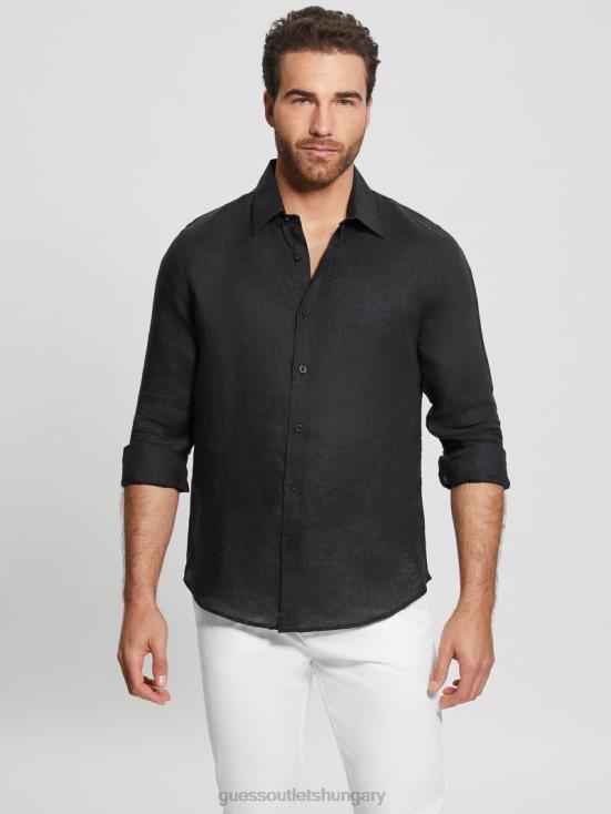 GUESS Black 8ZX4F3982 Eco Island Linen Shirt