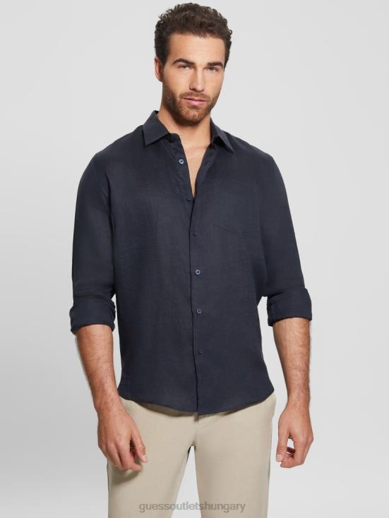 GUESS Bleu Elegant 8ZX4F3991 Eco Island Linen Shirt