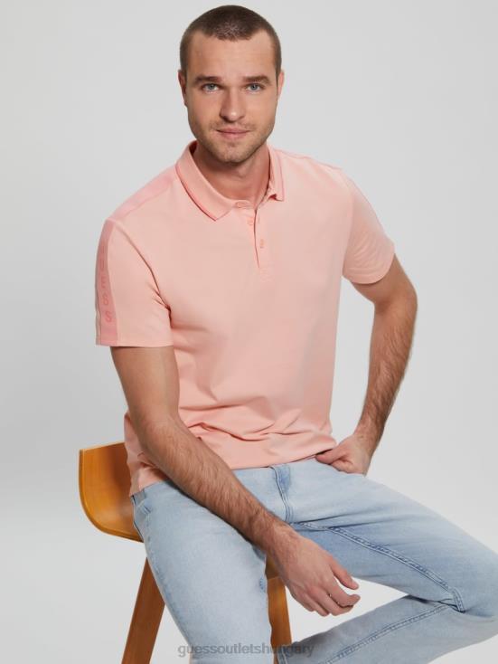 GUESS Blossom Light Pink 8ZX4F4071 Paul Pique Tape Polo Shirt