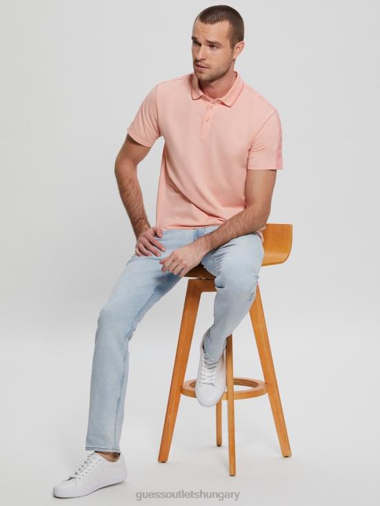 GUESS Blossom Light Pink 8ZX4F4071 Paul Pique Tape Polo Shirt