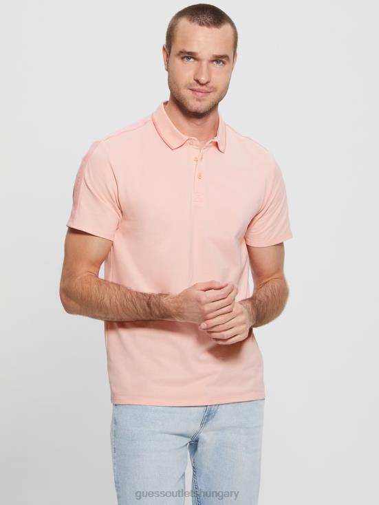 GUESS Blossom Light Pink 8ZX4F4071 Paul Pique Tape Polo Shirt
