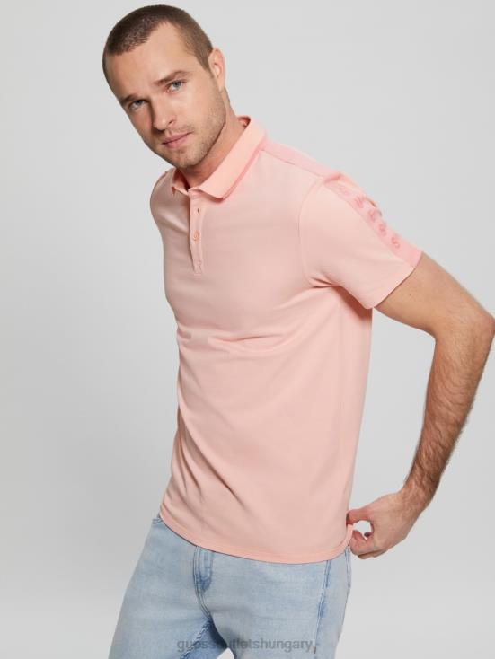 GUESS Blossom Light Pink 8ZX4F4071 Paul Pique Tape Polo Shirt