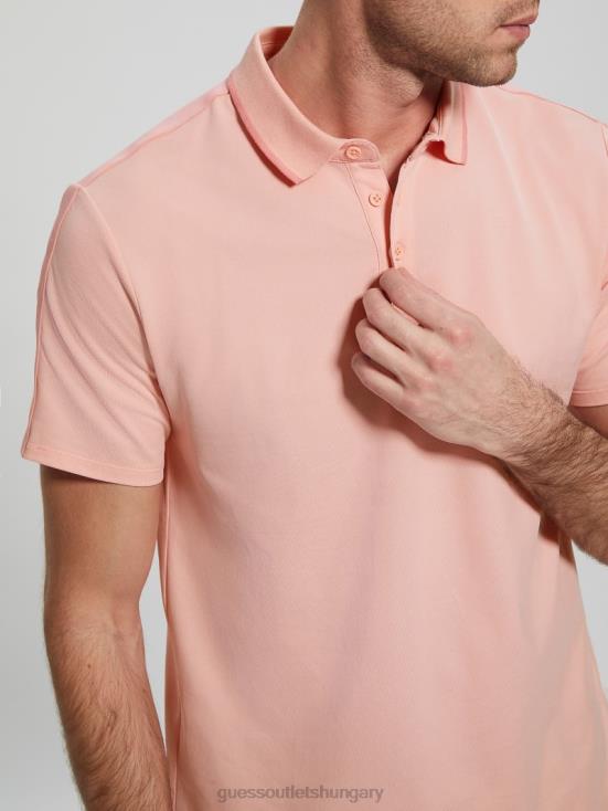 GUESS Blossom Light Pink 8ZX4F4071 Paul Pique Tape Polo Shirt