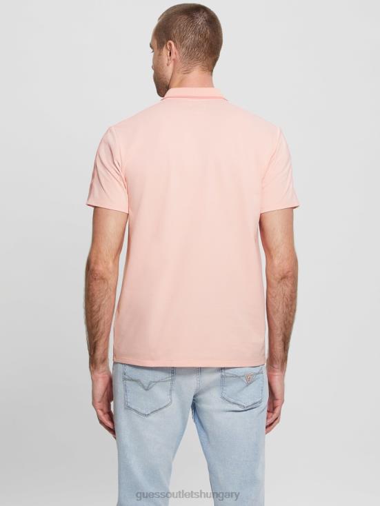 GUESS Blossom Light Pink 8ZX4F4071 Paul Pique Tape Polo Shirt