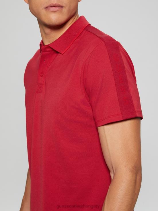 GUESS Chili Red 8ZX4F4070 Paul Pique Tape Polo Shirt
