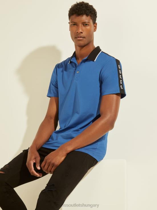 GUESS Electric Sapphire 8ZX4F4093 Pique Logo Tape Polo