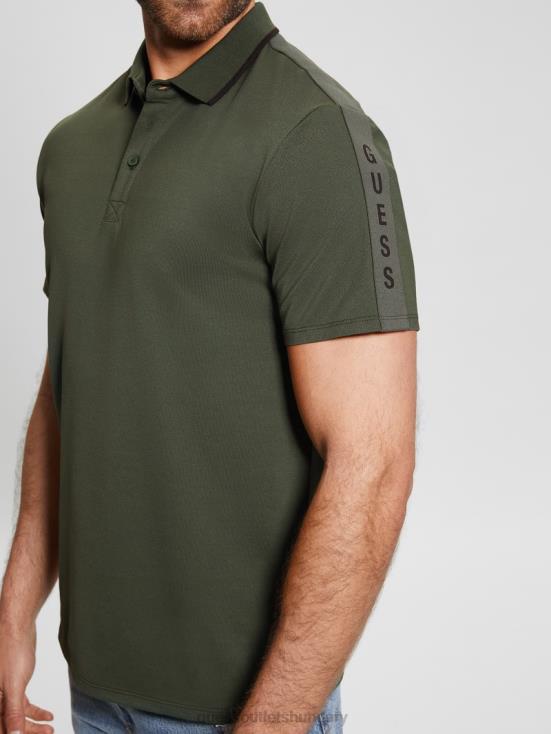 GUESS Jungle Greens 8ZX4F4008 Paul Pique Tape Polo Shirt