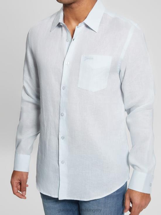GUESS Polar Blue 8ZX4F3990 Eco Island Linen Shirt