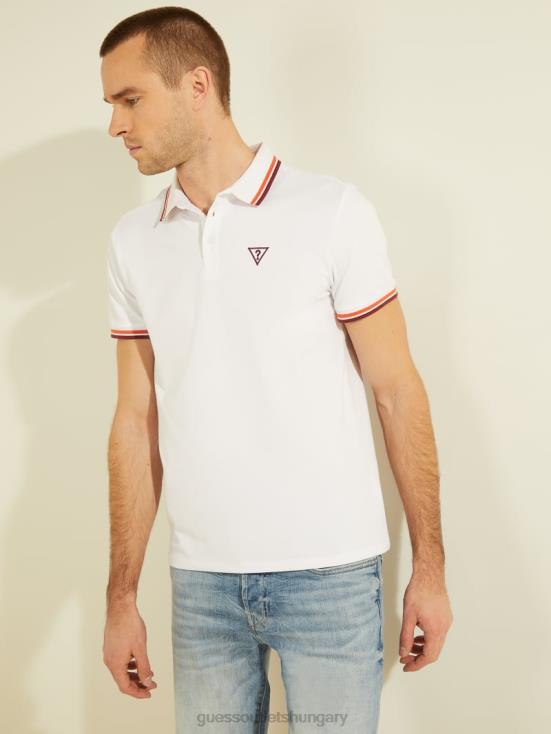 GUESS Pure White 8ZX4F4041 Sports Pique Logo Polo