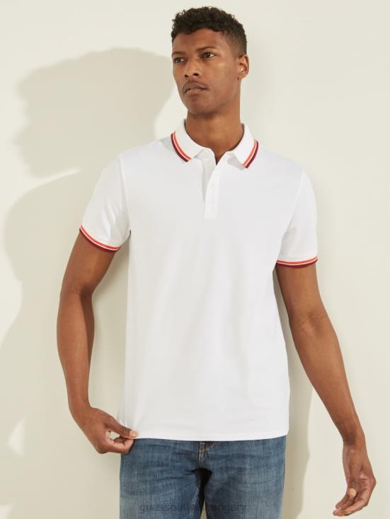 GUESS Pure White 8ZX4F4055 Sports Pique Polo