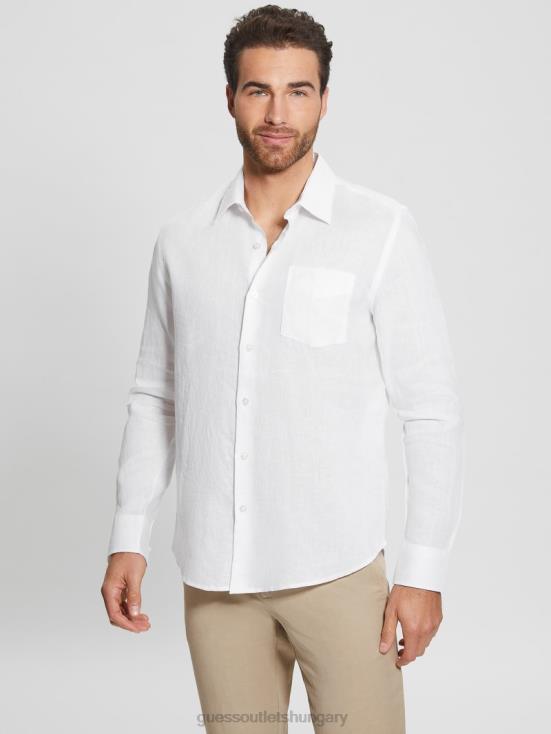 GUESS Pure White 8ZX4F4171 Eco Island Linen Shirt
