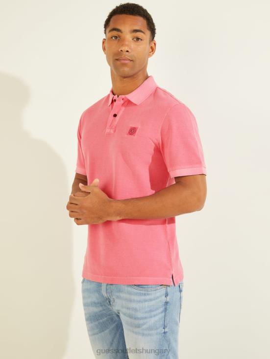 GUESS Rosy Glow Pink 8ZX4F4145 Washed Polo