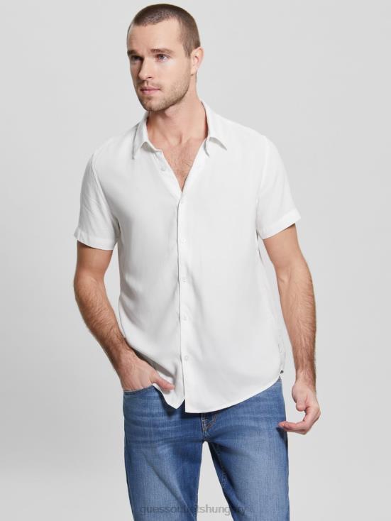 GUESS Salt White 8ZX4F4007 Eco Rayon Solid Shirt