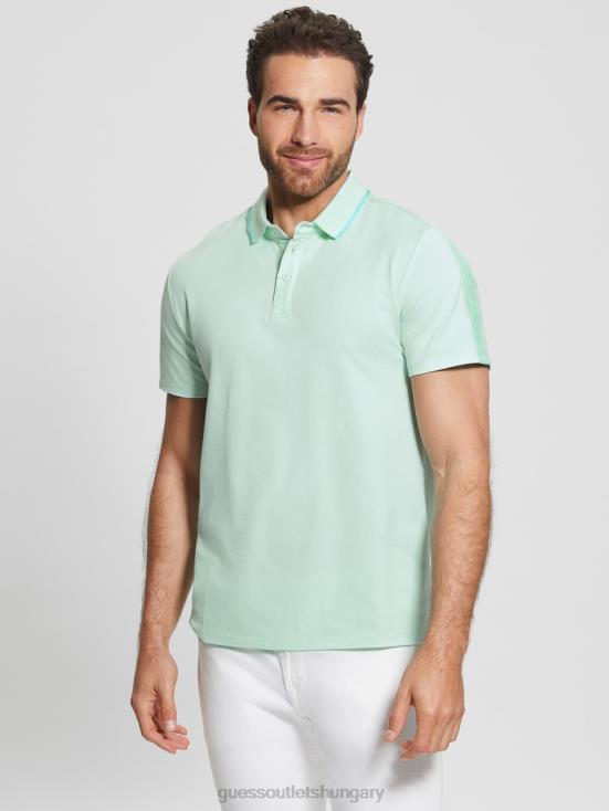 GUESS Soft Aqua 8ZX4F4179 Paul Pique Tape Polo Shirt
