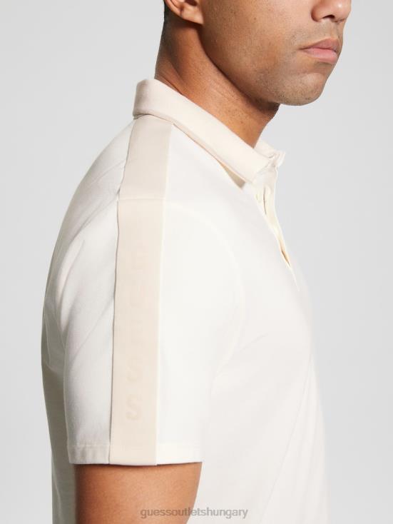 GUESS Vanilla Cream 8ZX4F4180 Paul Pique Tape Polo Shirt