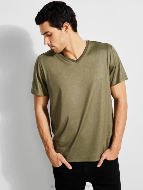 GUESS Army Olive 8ZX4F4083 Mason V-Neck Tee