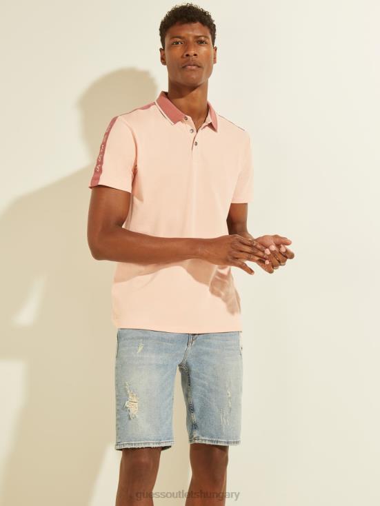 GUESS Blossom Light Pink 8ZX4F4132 Pique Logo Tape Polo