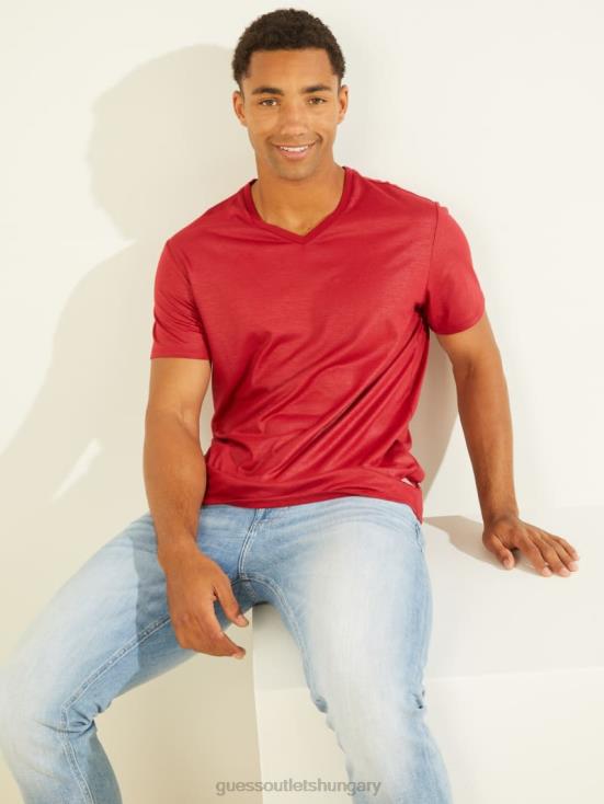 GUESS Chili Red 8ZX4F4123 Mason V-Neck Tee