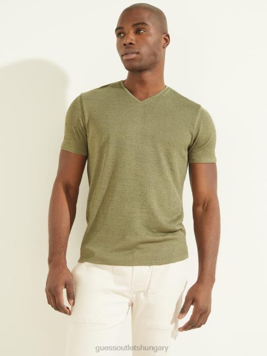 GUESS Dusty Olive 8ZX4F4104 Gauze V-Neck Tee