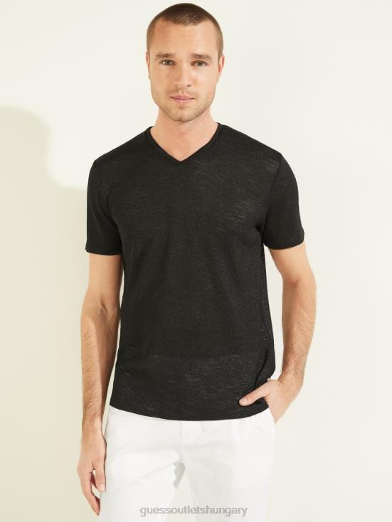 GUESS Jet Black 8ZX4F4124 Gauze V-Neck Tee
