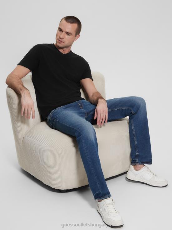 GUESS Jet Black Multi 8ZX4F4027 Eco Linen-Blend V-Neck Tee