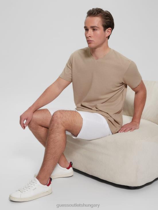 GUESS Pasadena Stone Multi 8ZX4F4032 Eco Linen-Blend V-Neck Tee