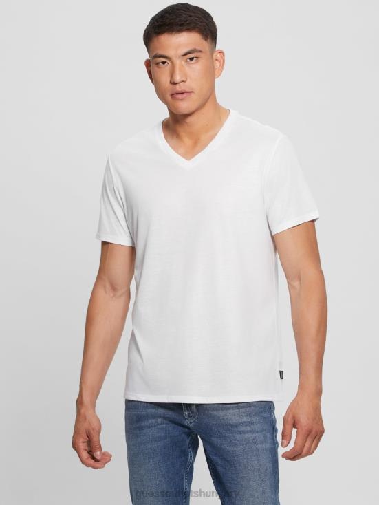 GUESS Pure White 8ZX4F3949 Mason Yoke V-Neck Tee