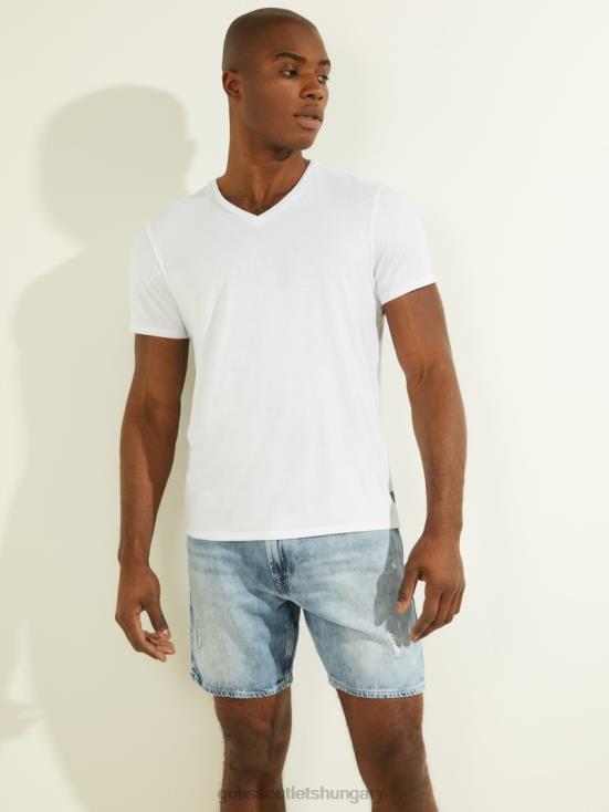GUESS Pure White 8ZX4F4103 Mason V-Neck Tee
