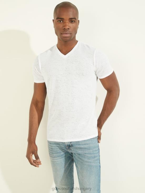 GUESS Pure White 8ZX4F4130 Gauze V-Neck Tee