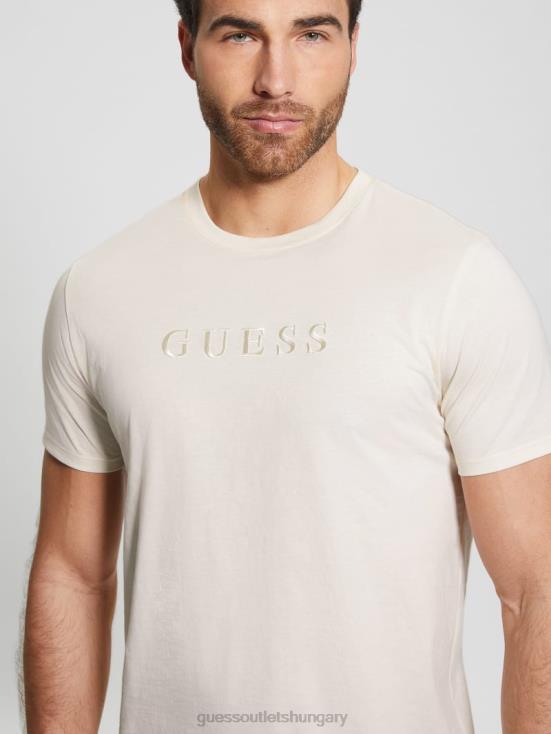 GUESS Vanilla Cream 8ZX4F4075 Embroidered Logo Tee
