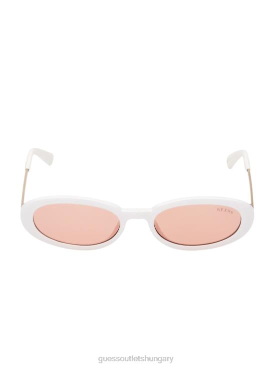 GUESS White 8ZX4F3745 Originals Oval Sunglasses