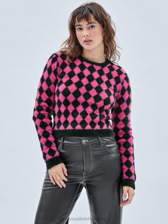 GUESS Berry Tango Multi 8ZX4F1258 Originals Fuzzy Diamond Sweater