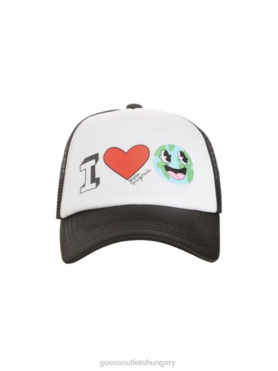 GUESS Black 8ZX4F3807 Originals Eco Earth Day Love Trucker Hat