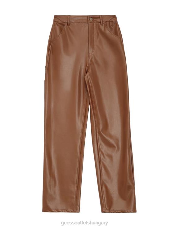 GUESS Brown Sand Multi 8ZX4F163 Originals Faux-Leather Carpenter Pants