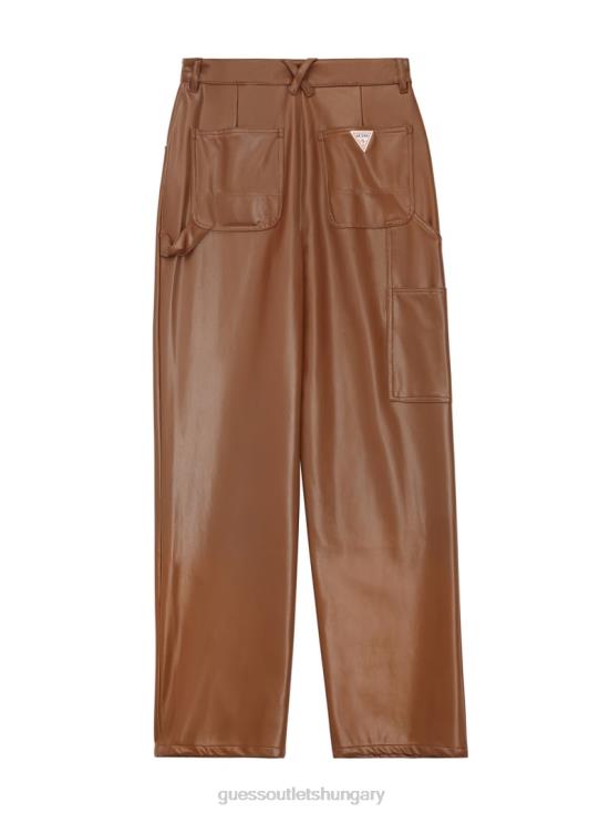 GUESS Brown Sand Multi 8ZX4F163 Originals Faux-Leather Carpenter Pants