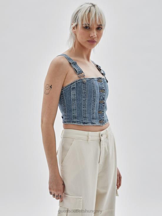 GUESS Go Donna Medium Wash 8ZX4F1250 Originals Bustier Denim Top