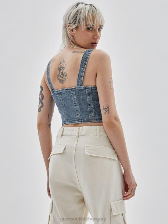 GUESS Go Donna Medium Wash 8ZX4F1250 Originals Bustier Denim Top