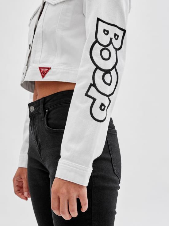 GUESS Go Ecru Wash 8ZX4F1837 Originals x Betty Boop Cropped Denim Jacket